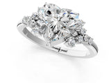 White gold Heart Cut Diamond Ring with Side Stones and Four-Prong Setting_114