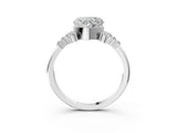 White gold Heart Cut Diamond Ring with Side Stones and Four-Prong Setting_116