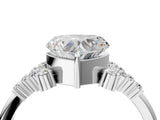 White gold Heart Cut Diamond Ring with Side Stones and Four-Prong Setting_117