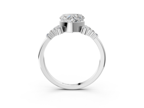 White gold Heart Cut Diamond Ring with Side Stones on a White Gold Band and Four-Prong Setting_58