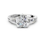 White gold Heart Cut Diamond Ring with Tapered Baguette Side Stones in Four-Prong Setting_32