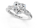 White gold Heart Cut Diamond Ring with Tapered Baguette Side Stones in Four-Prong Setting_33