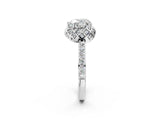 White gold Heart Cut Diamond Scalloped Halo Engagement Ring with Round Shared Prong Band_14