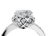 White gold Heart Cut Diamond Scalloped Halo Engagement Ring with Round Shared Prong Band_16
