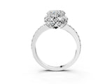 White gold Heart Cut Diamond Scalloped Halo Engagement Ring with Round Shared Prong Band_27