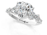 White gold Heart Cut Diamond Scattered Round Accent Ring with Prong Setting_19