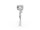 White gold Heart Cut Diamond Scattered Round Accent Ring with Prong Setting_20