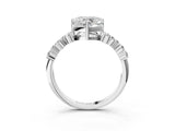 White gold Heart Cut Diamond Scattered Round Accent Ring with Prong Setting_21