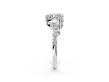White gold Heart Cut Diamond Scattered Round Accent Ring with Prong Setting_32