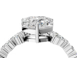 White gold Heart Cut Diamond Scattered Round Accent Ring with Prong Setting_34