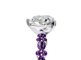 White gold Heart Cut Diamond Side Stone Solitaire Ring with Round with Amethyst side stone and Four-Prong Setting_17