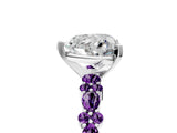 White gold Heart Cut Diamond Side Stone Solitaire Ring with Round with Amethyst side stone and Four-Prong Setting_5
