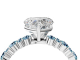 White gold Heart Cut Diamond Side Stone Solitaire Ring with Round with Aquamarine side stone and Four-Prong Setting_16