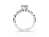 White gold Heart Cut Diamond Side Stone Solitaire Ring with Round with Aquamarine side stone and Four-Prong Setting_20