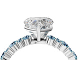 White gold Heart Cut Diamond Side Stone Solitaire Ring with Round with Aquamarine side stone and Four-Prong Setting_23