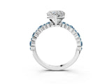 White gold Heart Cut Diamond Side Stone Solitaire Ring with Round with Aquamarine side stone and Four-Prong Setting_3