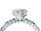 White gold Heart Cut Diamond Side Stone Solitaire Ring with Round with Aquamarine side stone and Four-Prong Setting_4