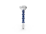 White gold Heart Cut Diamond Side Stone Solitaire Ring with Round with Blue Sapphire side stone and Four-Prong Setting_14