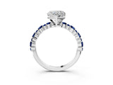 White gold Heart Cut Diamond Side Stone Solitaire Ring with Round with Blue Sapphire side stone and Four-Prong Setting_15