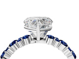 White gold Heart Cut Diamond Side Stone Solitaire Ring with Round with Blue Sapphire side stone and Four-Prong Setting_16