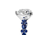 White gold Heart Cut Diamond Side Stone Solitaire Ring with Round with Blue Sapphire side stone and Four-Prong Setting_17