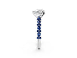 White gold Heart Cut Diamond Side Stone Solitaire Ring with Round with Blue Sapphire side stone and Four-Prong Setting_2