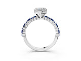 White gold Heart Cut Diamond Side Stone Solitaire Ring with Round with Blue Sapphire side stone and Four-Prong Setting_3