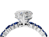 White gold Heart Cut Diamond Side Stone Solitaire Ring with Round with Blue Sapphire side stone and Four-Prong Setting_4