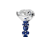 White gold Heart Cut Diamond Side Stone Solitaire Ring with Round with Blue Sapphire side stone and Four-Prong Setting_5