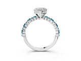 White gold Heart Cut Diamond Side Stone Solitaire Ring with Round with Blue Topaz side stone and Four-Prong Setting_15