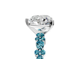 White gold Heart Cut Diamond Side Stone Solitaire Ring with Round with Blue Topaz side stone and Four-Prong Setting_17