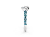 White gold Heart Cut Diamond Side Stone Solitaire Ring with Round with Blue Topaz side stone and Four-Prong Setting_2