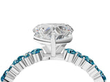 White gold Heart Cut Diamond Side Stone Solitaire Ring with Round with Blue Topaz side stone and Four-Prong Setting_4