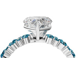 White gold Heart Cut Diamond Side Stone Solitaire Ring with Round with Blue Topaz side stone and Four-Prong Setting_4