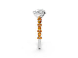 White gold Heart Cut Diamond Side Stone Solitaire Ring with Round with Citrine side stone and Four-Prong Setting_2