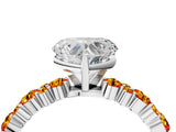 White gold Heart Cut Diamond Side Stone Solitaire Ring with Round with Citrine side stone and Four-Prong Setting_4