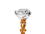 White gold Heart Cut Diamond Side Stone Solitaire Ring with Round with Citrine side stone and Four-Prong Setting_5