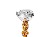 White gold Heart Cut Diamond Side Stone Solitaire Ring with Round with Citrine side stone and Four-Prong Setting_5