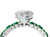 White gold Heart Cut Diamond Side Stone Solitaire Ring with Round with Emerald side stone and Four-Prong Setting_16