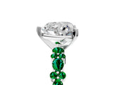 White gold Heart Cut Diamond Side Stone Solitaire Ring with Round with Emerald side stone and Four-Prong Setting_17