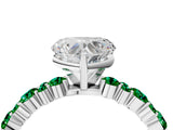 White gold Heart Cut Diamond Side Stone Solitaire Ring with Round with Emerald side stone and Four-Prong Setting_4