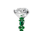 White gold Heart Cut Diamond Side Stone Solitaire Ring with Round with Emerald side stone and Four-Prong Setting_5