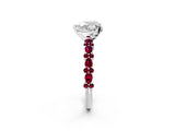 White gold Heart Cut Diamond Side Stone Solitaire Ring with Round with Garnet side stone and Four-Prong Setting_14