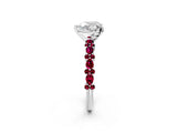 White gold Heart Cut Diamond Side Stone Solitaire Ring with Round with Garnet side stone and Four-Prong Setting_14