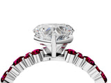 White gold Heart Cut Diamond Side Stone Solitaire Ring with Round with Garnet side stone and Four-Prong Setting_16