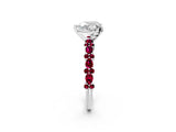 White gold Heart Cut Diamond Side Stone Solitaire Ring with Round with Garnet side stone and Four-Prong Setting_20