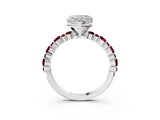 White gold Heart Cut Diamond Side Stone Solitaire Ring with Round with Garnet side stone and Four-Prong Setting_21