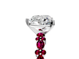 White gold Heart Cut Diamond Side Stone Solitaire Ring with Round with Garnet side stone and Four-Prong Setting_5
