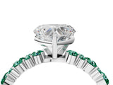 White gold Heart Cut Diamond Side Stone Solitaire Ring with Round with Green Sapphire side stone and Four-Prong Setting_16