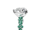 White gold Heart Cut Diamond Side Stone Solitaire Ring with Round with Green Sapphire side stone and Four-Prong Setting_17